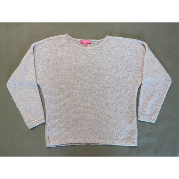 Lilly Pulitzer Sweaters - Lilly Pulitzer Metallic Sequins PINK BLOSSOM SOLEEN SWEATER Sz M Boatneck